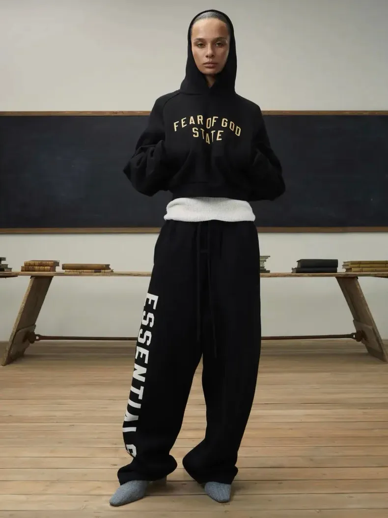 🎀Hot Sale 🎀118 【 】Fear of God Essentials Fall 24 BACK TO SCHOOLSeries Fleece Relaxed Sweatpant Same Style ：Black/Gray/ / Size：XS-XL